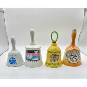 Vintage Porcelain Souvenir Bells Texas Cancun Myrtle Beach Virgin Islands READ: